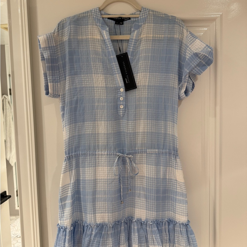 Veronica Beard Blue and White Plaid Dress